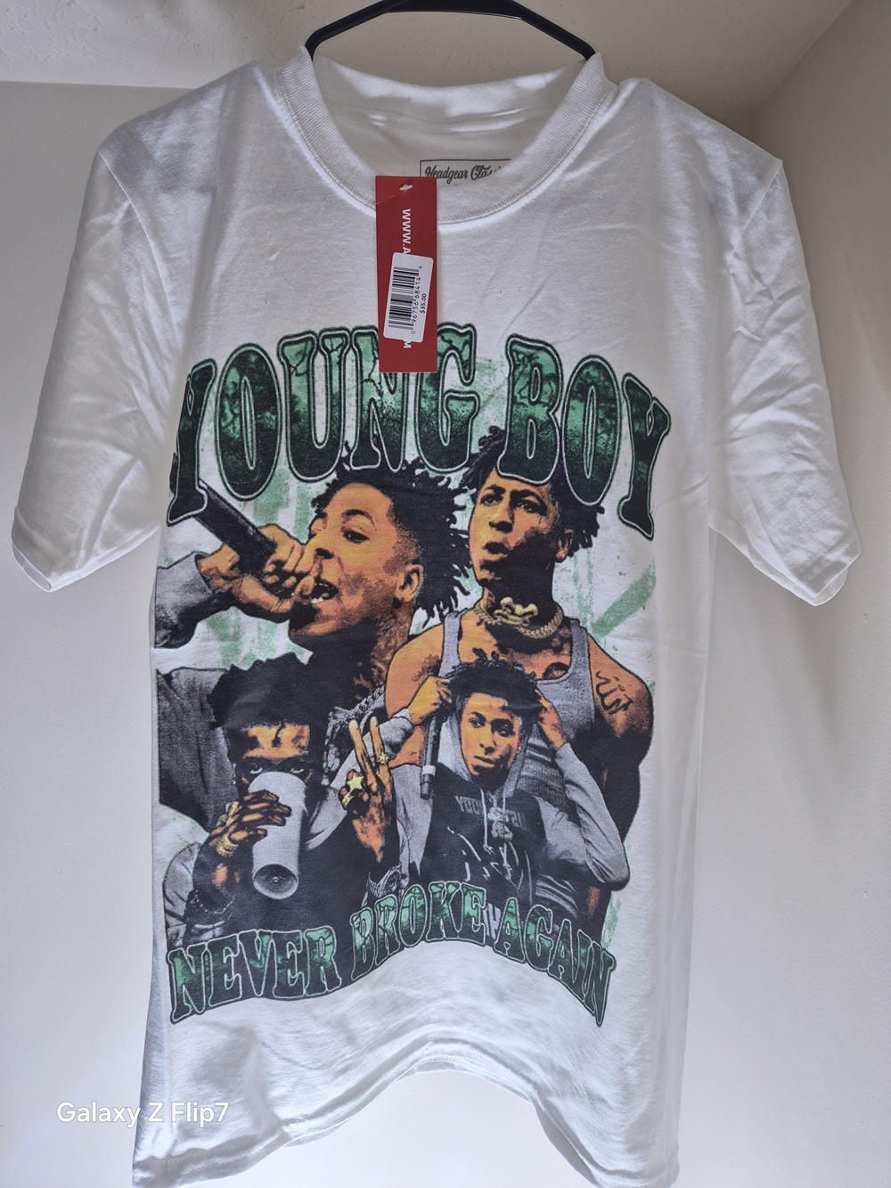 White Graphic Polo-Style Tee with Green Accents - Unbranded